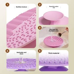 Cross-Border Silicone Wash <b>Pad</b> with <b>Suction</b> Cup Hand-Holdable Makeup Brush Cleaning <b>Pad</b> Beauty Puff Cleaning Gadget for Home Use - Product Image 3