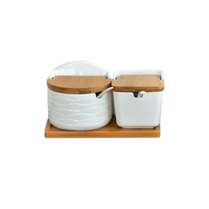 Admirable Design Boîte de rangement de sel d'épices pour organisateur de cuisine Ensemble de condiments avec base en bois et couvercle à bas prix - Product Image 1