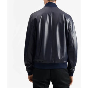 Cuero de marca Color azul Bolsillos delanteros de cuero genuino Estilo casual Tallas grandes para chaquetas de cuero de hombre de alta calidad - Product Image 6