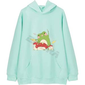 เสื้อมีฮู้ดผ้าฝ้ายลายกราฟิกสไตล์เกาหลีสำหรับผู้หญิงเสื้อสเวตเชิ้ตโอเวอร์ไซส์แฟชั่นมีสไตล์ - Product Image 1