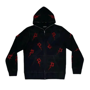 Haute qualité 100% coton lourd pleine fermeture éclair à capuche français Terry sweats à capuche goutte épaule lourd surdimensionné hommes sweats à capuche - Product Image 1