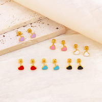 Bijoux d'amour personnalisés en gros exquis émail coeur titane acier vis dos boucle d'oreille Piercing bijoux de piercing corporel