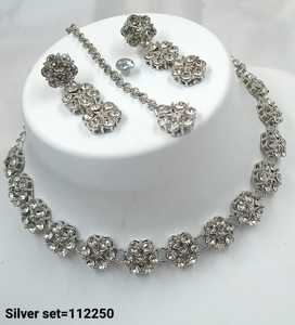 Ensemble de bijoux plaqué argent kundan traditionnel indien et ensemble de collier en cuivre pour femmes et filles accessoires indiens bijoux femmes - Product Image 5