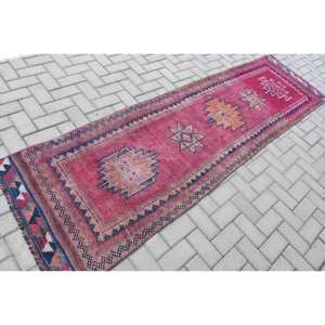 Alfombra de pelo medio ecológica de lana negra Rosa étnica de 2,7x9,5 pies estilo turco clásico Patchwork rectángulo comedor dormitorio - Product Image 2