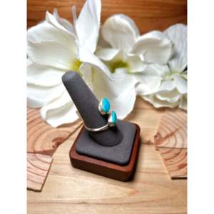 Navajo Kingman Turquoise Sterling Silver <b>Adjustable</b> <b>Ring</b> Fashionable Bezel Set Rose Gold Rhodium Plating Gift Licensed Private - Product Image 2