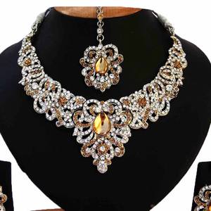 Alloy Vintage Flower Traditional Artificial Jewelry Set Women Engagement Anniversary Wedding Bridal Party Necklace Earrings - Product Image 2
