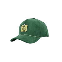 Topi Baseball Snapback 5-Panel Sporty Dobby Dot Terstruktur Warna Hijau untuk Dewasa, Logo Bordir, Tali Korduroi - untuk Penggunaan Luar Ruangan