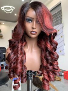 Bouncy Curl 100% Virgin Remy Hair Vietnam Transparent HD Frontal Double Noeuds Trame Unique Perruque Couleur Naturelle 1b - Product Image 4