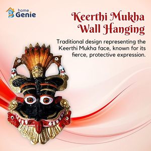HOME GENIE Keerthi Mukha colgante de pared máscara protectora tradicional hecha a mano decoración de madera símbolo de Vastu hindú acabado Multicolor - Product Image 3