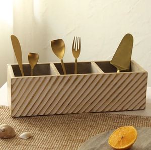 Reposapiés de cuchara de madera texturizada de línea blanca más vendidos y pinzas para ollas, soporte para utensilios de cocina para encimera, uso en restaurante - Product Image 2