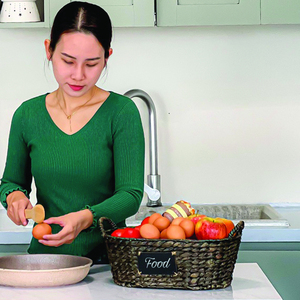 Paniers ovales en jacinthe d'eau avec poignées pour sacs et paniers à linge de cuisine pour fruits ou articles divers - Product Image 5