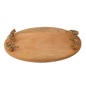 Bandeja DE SERVICIO DE MADERA ovalada con mango de Metal de hoja de alta calidad a precio asequible de la India para Bodas de hoteles en casa - Product Image 5