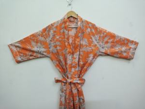 Robe Kimono en coton imprimé floral pour femme Peignoir léger doux et confortable ou couverture de plage et spa ou cadeau de vacances - Product Image 2