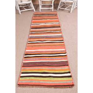Tapis vintage, tapis de couloir 2,7x9,6 pieds, tapis turc en laine persane orange - Product Image 1