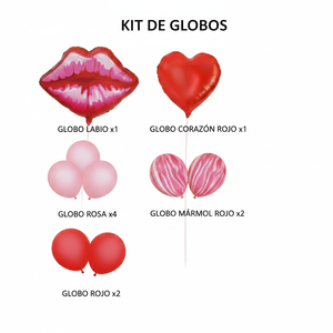 Set de 10 Globos para el Día de San Valentín, Labios Rojos, Corazón y Rosas de Aluminio para Celebraciones Románticas y Fiestas de Graduación - Desechables - Product Image 3
