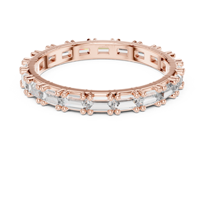 Anillo de Eternidad Clásico con Circonitas Cúbicas de Corte Esmeralda Brillante, Chapado en Oro y Plata, Certificado por IGI, Personalizado, para Mujer, Ideal para Aniversarios y Fiestas - Product Image 3