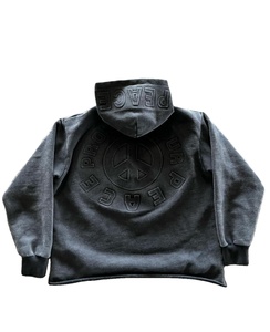 Fabricant de vêtements sur mesure Sweat à capuche zippé 100% coton lavé à l'acide avec applique en gros Sweat à capuche grande taille lavé à l'acide - Product Image 2