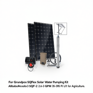 Kit de pompage d'eau solaire Grundfos SQFlex 3 SQF-2 2,6-3 GPM, hauteur de refoulement 35-395 pieds pour l'agriculture - Product Image 2