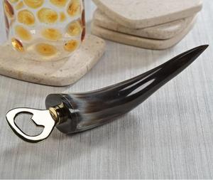 Modern Handmade Eco-Friendly Durable Nickel-<b>Gold</b> Plated Buffalo Horn Handle Polished Bottle Opener for Father's Day Christmas - Product Image 4
