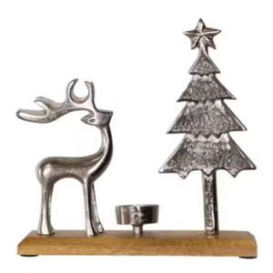 Portavelas de árbol de Navidad de Metal plateado de calidad creativa con Base de madera, soporte de luz de té para decoración del hogar - Product Image 2