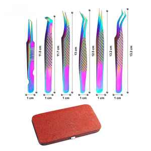 Meilleures ventes en stock, ensemble professionnel de 3 pinces à épiler en acier inoxydable à pointe lisse de précision pour les outils d'extension de cils - Product Image 4