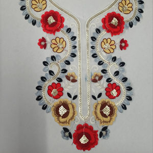 Col en tissu net brodé classique avec des reflets de séquence pour robe de chemisier de mariage kurti décolleté boutique wear - Product Image 5