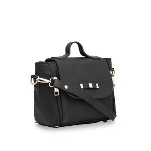 Estilo pijo P56082 Bolso de hombro de cuero negro Diamante bordado único para trajes de dama vintage casuales para verano invierno - Product Image 2