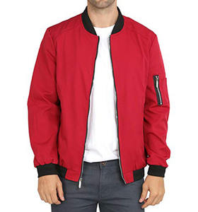 Bomber léger à doublure Orange, Bomber noir, vêtements d'extérieur, mode, chaud, col montant - Product Image 1