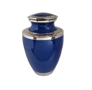 Decorative Urn Floral Engraved Blue Brass Cremation Urns Handcrafted <b>Keepsake</b> <b>Ashes</b> Urn Suppliers From India - Product Image 1