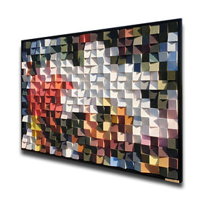 Panneau mural décoratif en bois 3D moderne de luxe fait à la main, design nature morte vert, diffuseur acoustique personnalisable, mariage - Product Image 3