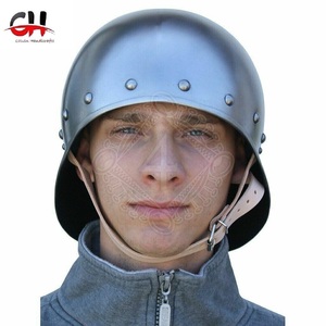 หมวกเหล็กต่อสู้พร้อมเกราะแบบยุคกลางหมวกกันน็อคแขนสีเงินฮาโลวีนหมวกกันน็อคตะลุมพุกเปิดสินค้าชุดเกราะคอสเพลย์ - Product Image 4