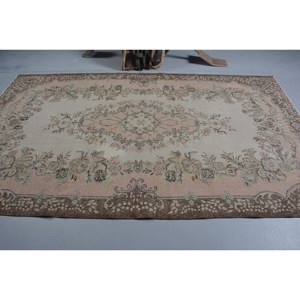 พรมสไตล์ตุรกีวินเทจขน5.8x9.7ft ทอแบบแบนมีลวดลายปะติดสำหรับตกแต่งห้องนั่งเล่นสีน้ำตาลเบจ - Product Image 3