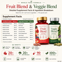Capsules de mélange de fruits et légumes, plus de 20 fruits et légumes véritables, soutien quotidien à base de plantes pour le bien-être, marque privée OEM