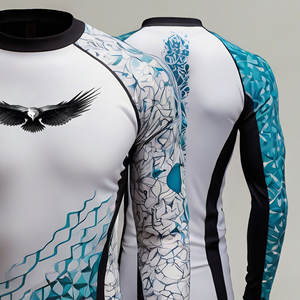Camisetas de gimnasio de manga larga con logotipo personalizado para adultos, Camiseta de punto de marca BJJ Rash Guard MMA Surfing para hombres, camiseta sublimada OEM Rash Guard - Product Image 5
