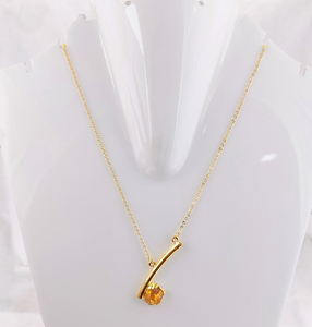 Citrine ít rìu hình 925 bạc mạ vàng 18 + 2 inch dây chuyền trẻ em Birthstone giáng sinh đám cưới nguyên đá quý trang sức - Product Image 5