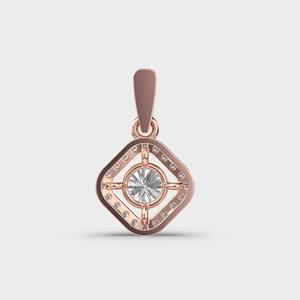 Pendentif carré avec halo de diamants ronds en or jaune/blanc et rose 9 carats - Product Image 4