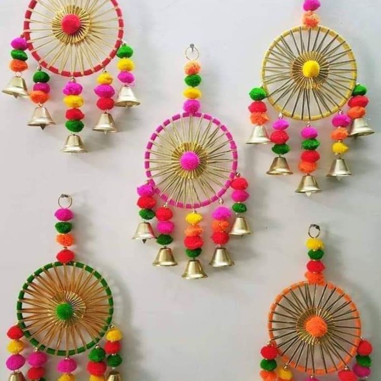 Divine OM Wall Hanging Bell With Rope For Temple { Mandir} / Home Deco – JASMEY HOMES - View #3