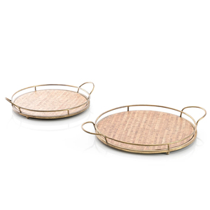 Classic Iron Rattan Serving <b>Tray</b> with <b>Large</b> Size Perfect for Jute Dessert Serving at Weddings and Restaurants - Product Image 4