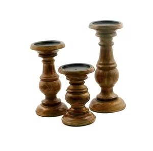 Bougeoir en bois d'acacia Support de pilier de bougie en bois sculpté pour la décoration Offre Spéciale de haute qualité fait à la main aspect vintage durable - Product Image 2