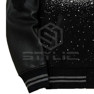 2025 High Quality Formal Stand Collar Low MOQ <b>Rhinestone</b> Varsity Winter <b>Jackets</b> Customized Front Logo Printed Breathable - Product Image 4