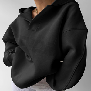 Sudadera con capucha informal de primera calidad para mujer, sudadera cómoda con hombros caídos para ropa de calle elegante, ropa deportiva de invierno esencial - Product Image 5