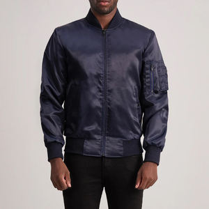 Quinton Ma-1แจ็คเก็ตทิ้งระเบิดผ้าซาตินโพลีเอสเตอร์ซับในมีซิปปกเสื้อถักมีกระเป๋า - Product Image 1