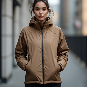 Chaqueta Softshell de gran tamaño para mujer, impermeable, con capucha, forro de piel, cremallera, de talla grande, con relleno de algodón, chaqueta de senderismo para mujer - Product Image 5