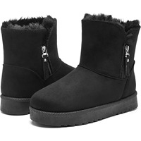 Bottes d'hiver pour femmes en faux daim doublées de fourrure, avec fermeture éclair latérale, plateforme, bottines chaudes, chaussures décontractées d'extérieur