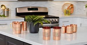 Lot de 2 gobelets en cuivre pur gaufré de 300 ml en métal, gobelets Julep menthe non doublés et non revêtus, accessoires pour boissons en métal - Product Image 5