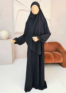 Satén de dos piezas para Jilbab Set Hecho a mano Calidad Premium ABAYA Khimar Estilo omaní para adultos Ropa musulmana tradicional - Product Image 3