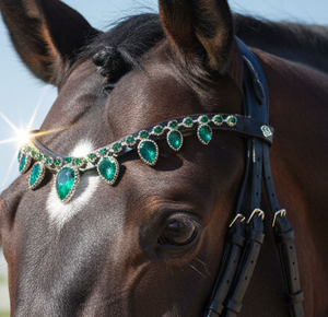 Conjunto de Peine de curry y banda para cejas elegante de cuero de lujo personalizado para caballos, accesorios ecuestres de nuevo diseño para montar - Product Image 1
