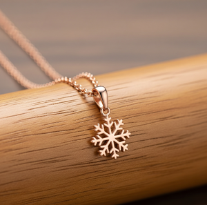 Collar de Plata de Ley 925, colgante de copo de nieve Vermeil, cadena de eslabones altos chapada en oro rosa, collares finos de uso diario para cristianos - Product Image 6