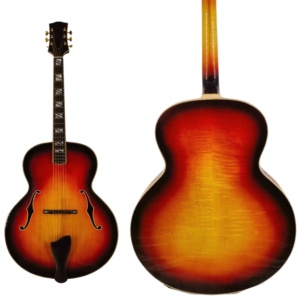 Guitares acoustiques Jazz Archtop prêtes à être expédiées avec corps massif sculpté en érable et accessoires audio en ébène - Product Image 2