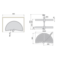 Emuca Shelvo Juego de Bandejas Giratorias de Media Luna, Plástico y Aluminio Gris para Módulos de 800 mm, Gabinetes de Cocina, Modelo 8929221, España